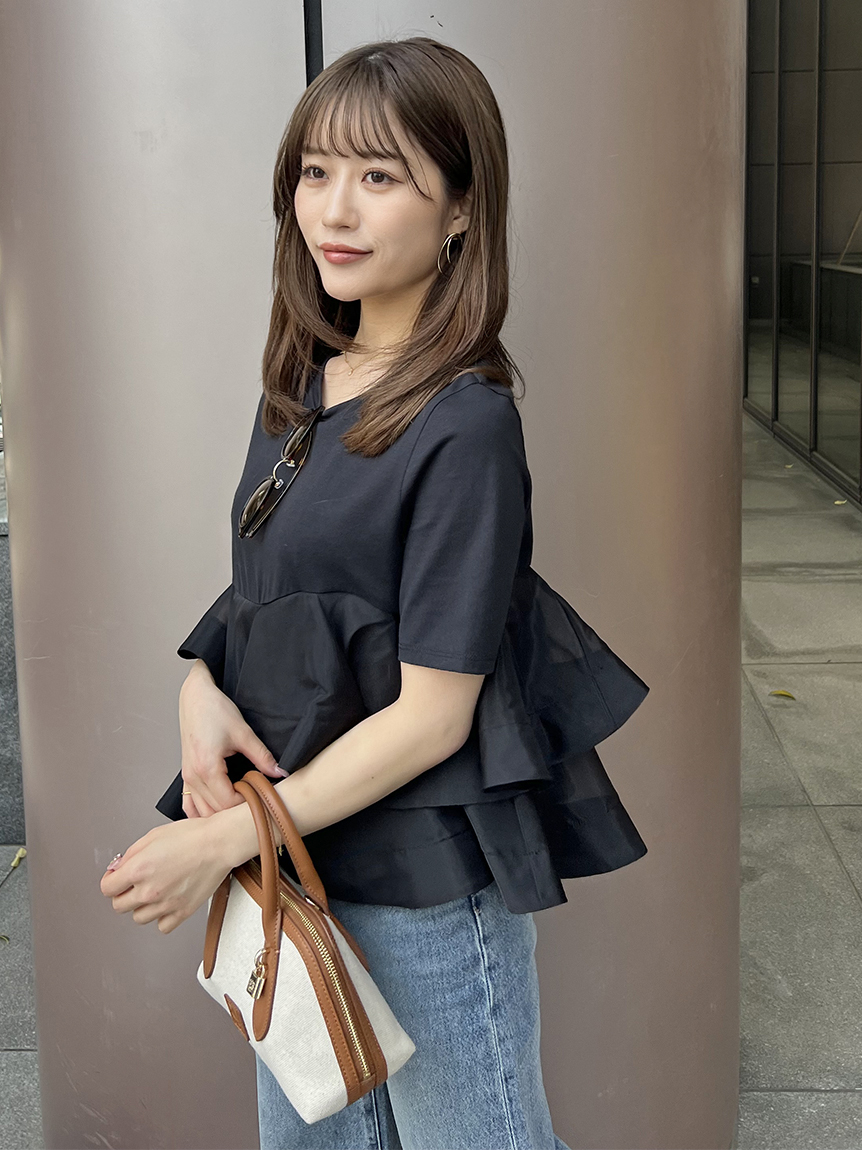 異素材ペプラムTシャツ(Tシャツ・カットソー)｜トップス｜SNIDEL