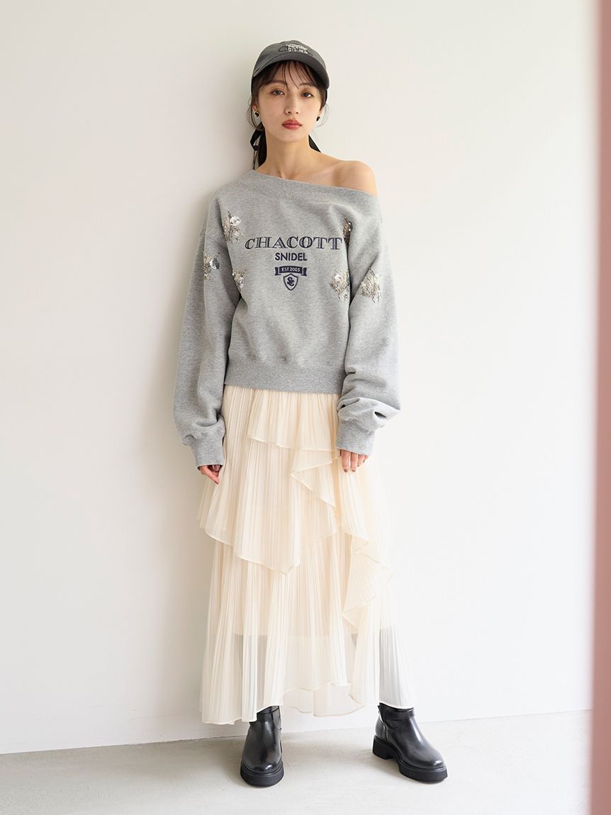 SNIDEL スナイデル　【Chacott】刺繍スウェットプルオーバー Chacott】刺繍スウェットプルオーバー(Tシャツ・カットソー