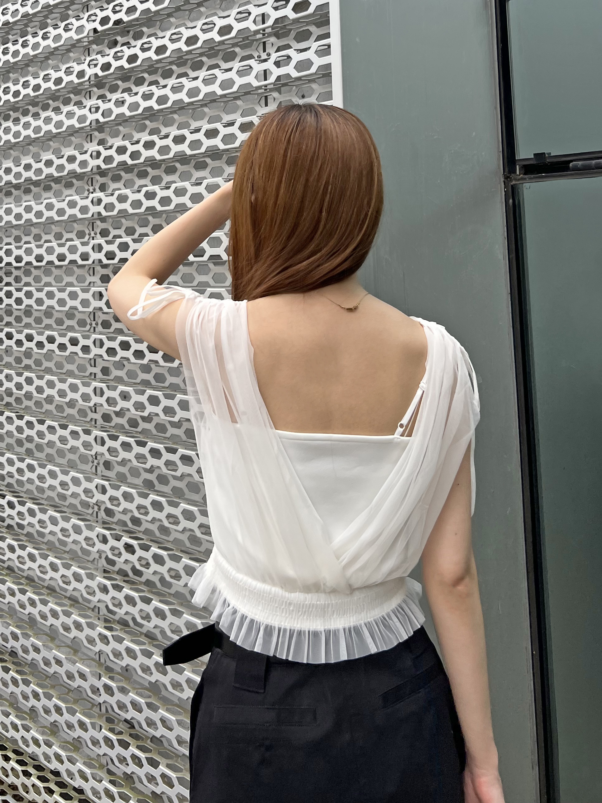 チュールレイヤードカシュクールカットプルオーバー(カットソー