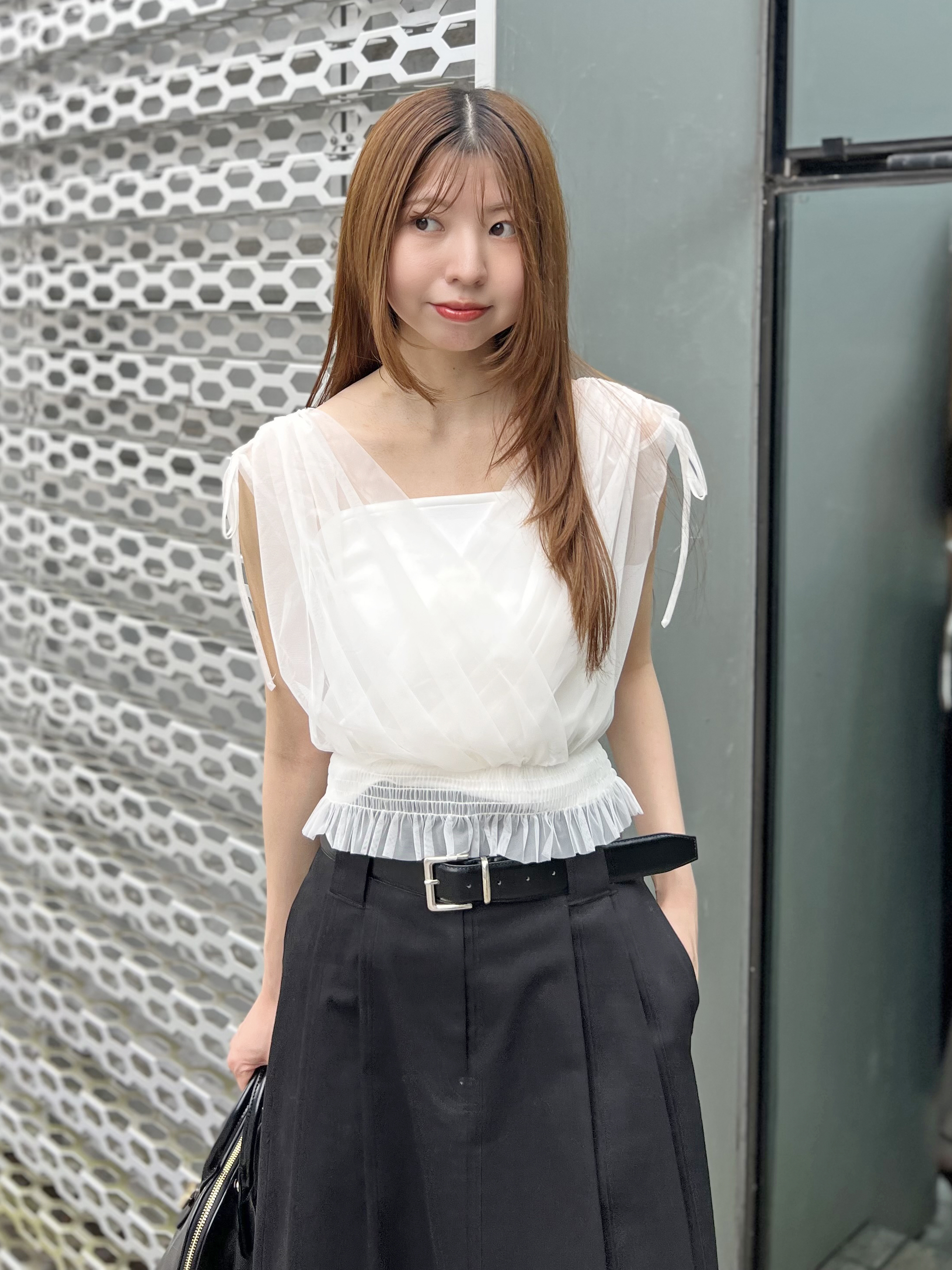 チュールレイヤードカシュクールカットプルオーバー(カットソー