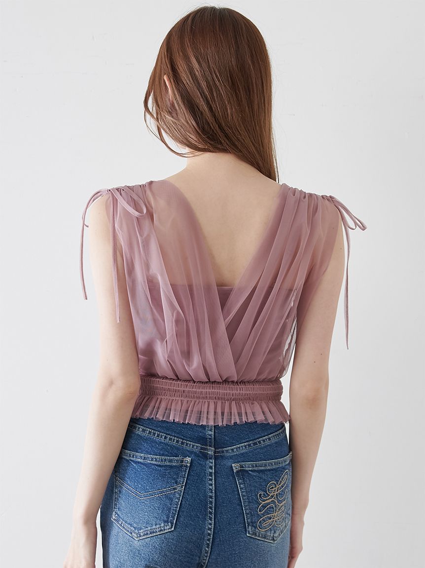 snidel チュールレイヤードスウェット アイボリー スナイデル SNIDEL チュールレイヤードカシュクールカットプル