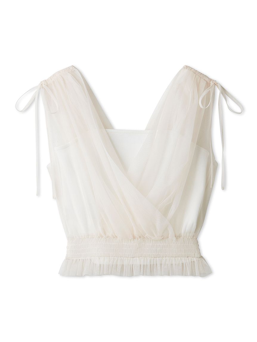 SNIDEL チュールレイヤードカシュクールカットプルオーバー チュールレイヤードカシュクールカットプルオーバー（カットソー
