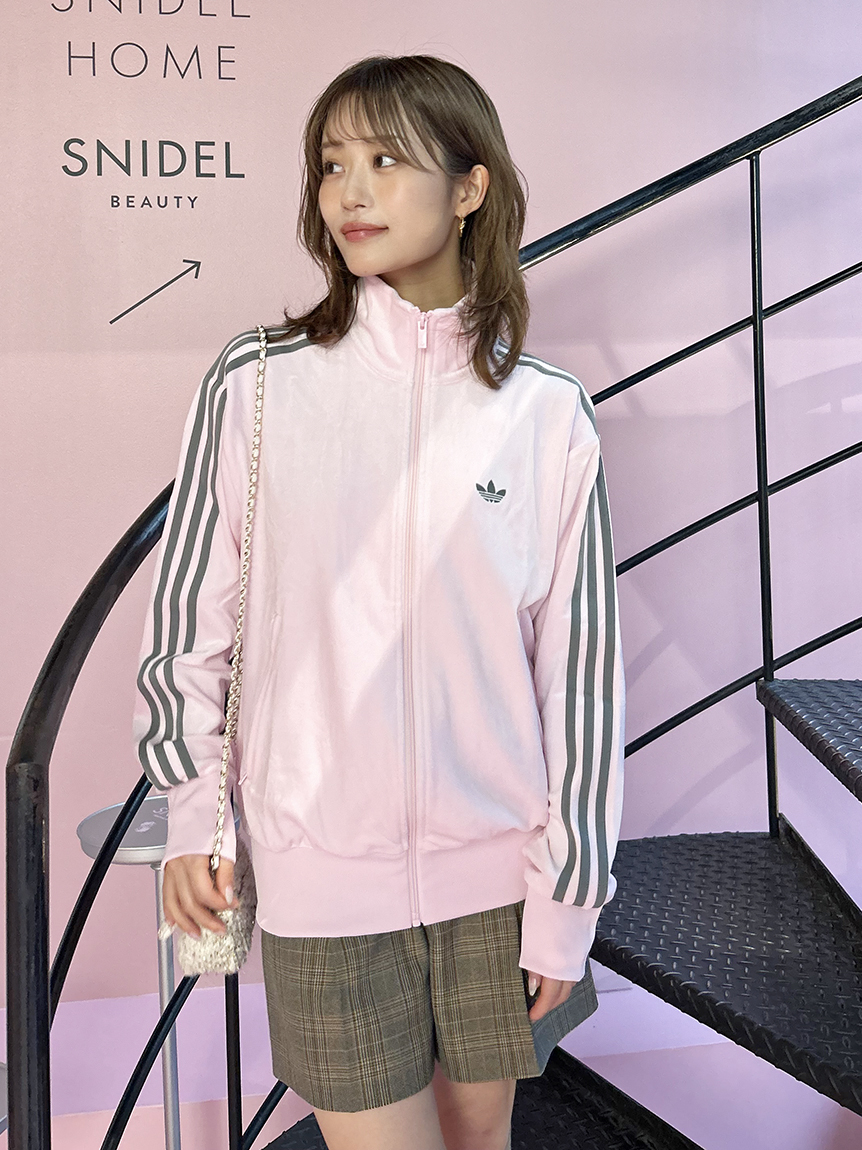 snidel×adidas ピンクベロアジャージXS 本日のみ限定価格 アディダス ファイヤーバード トラックトップ ベロア FOR