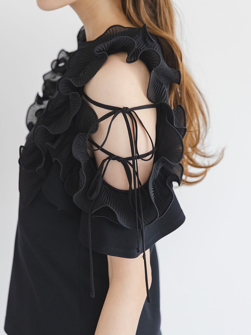 プリーツフリルカットプルオーバー(Tシャツ・カットソー)｜トップス