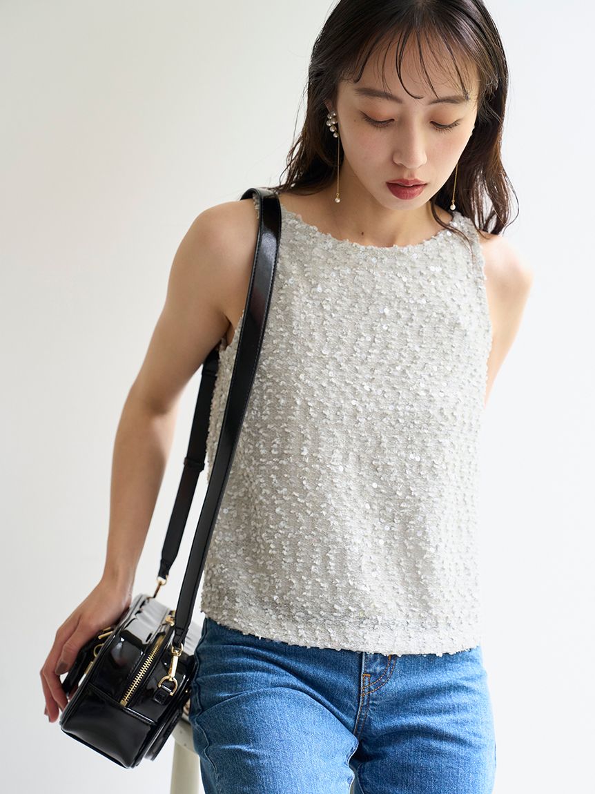 スナイデル　新品　スパンコールタンクトップスFREE ホワイト Amazon | [スナイデル] スパンコールタンクトップ SWFB244067