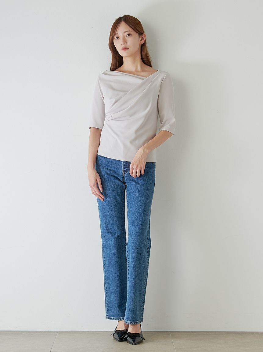 スナイデル SNIDEL ワンショルダードレープカットソー swct254252 レディース トップス 半袖 デート 上品 華やか 2025秋 ワンショルダードレープカットソー(Tシャツ・カットソー)｜トップス