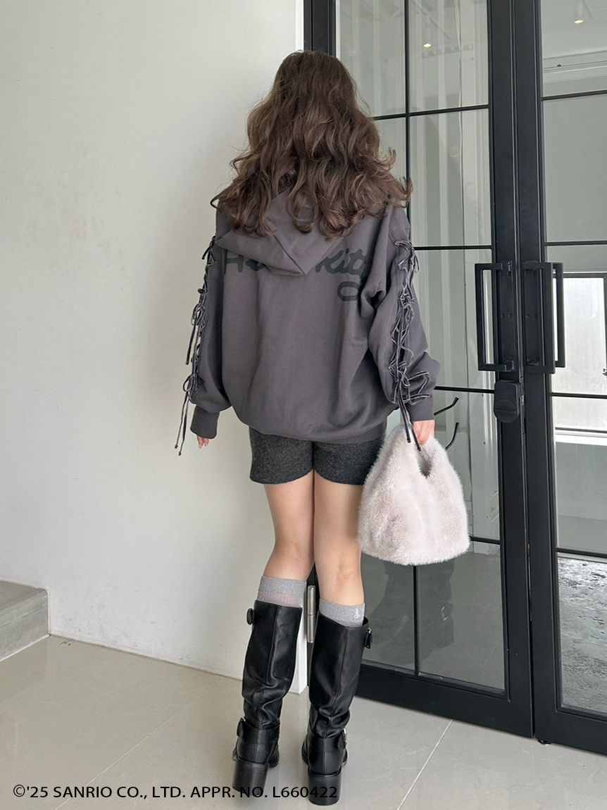 完売色♥️新作新品✨SNIDEL 【HELLO KITTY】レースアップパーカー HELLO KITTY】レースアップパーカー(パーカー)｜トップス