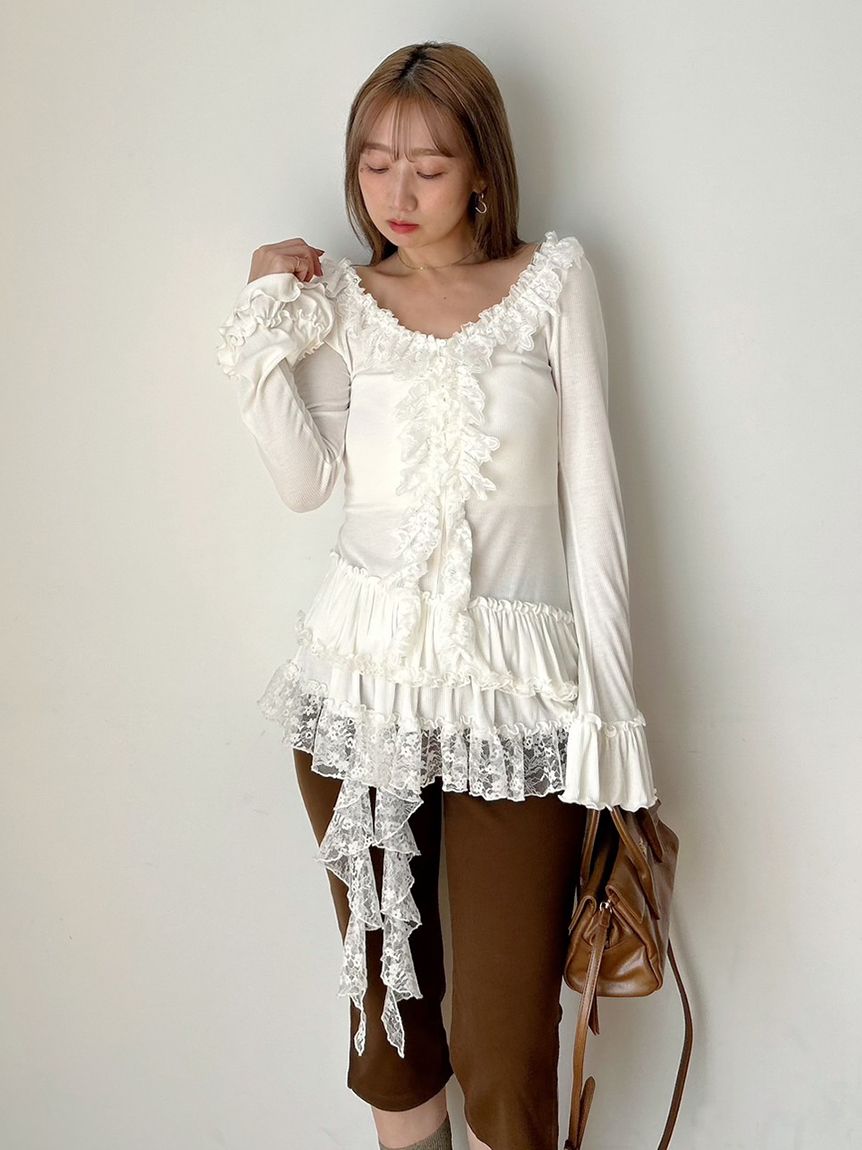 ティアードフリルカットソープルオーバー(Tシャツ・カットソー