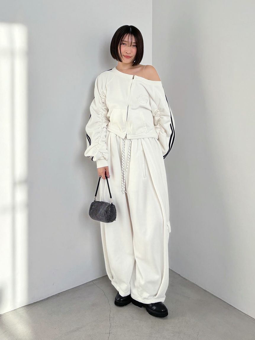 SNIDEL/NUTMEG】オフショルジップロゴプルオーバー(カットソー