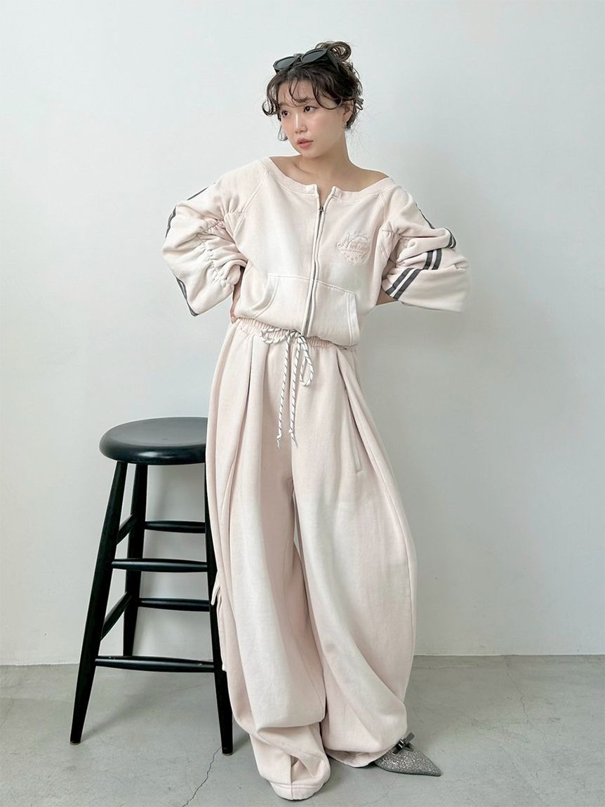 SNIDEL/NUTMEG】オフショルジップロゴプルオーバー(Tシャツ