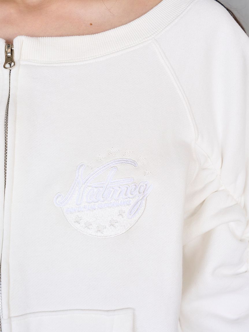 SNIDEL/NUTMEG】オフショルジップロゴプルオーバー(Tシャツ