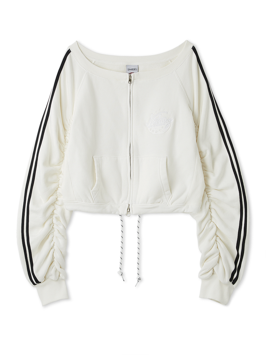 SNIDEL/NUTMEG】オフショルジップロゴプルオーバー(カットソー