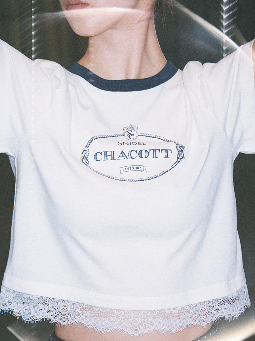 SNIDEL 新作 【Chacott】コラボレーストリムTシャツ Chacott】コラボレーストリムTシャツ(Tシャツ・カットソー)｜トップス