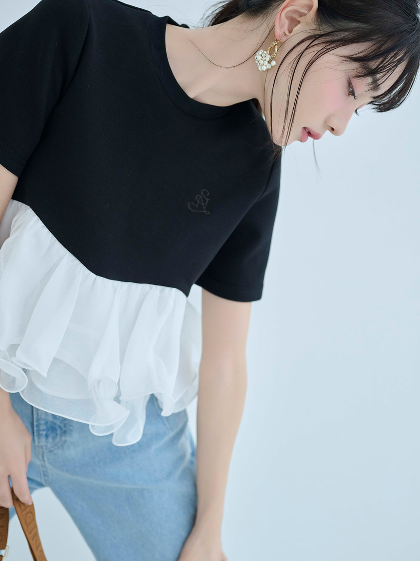 WEB限定カラーあり】ボリュームペプラムドッキングカットプルオーバー