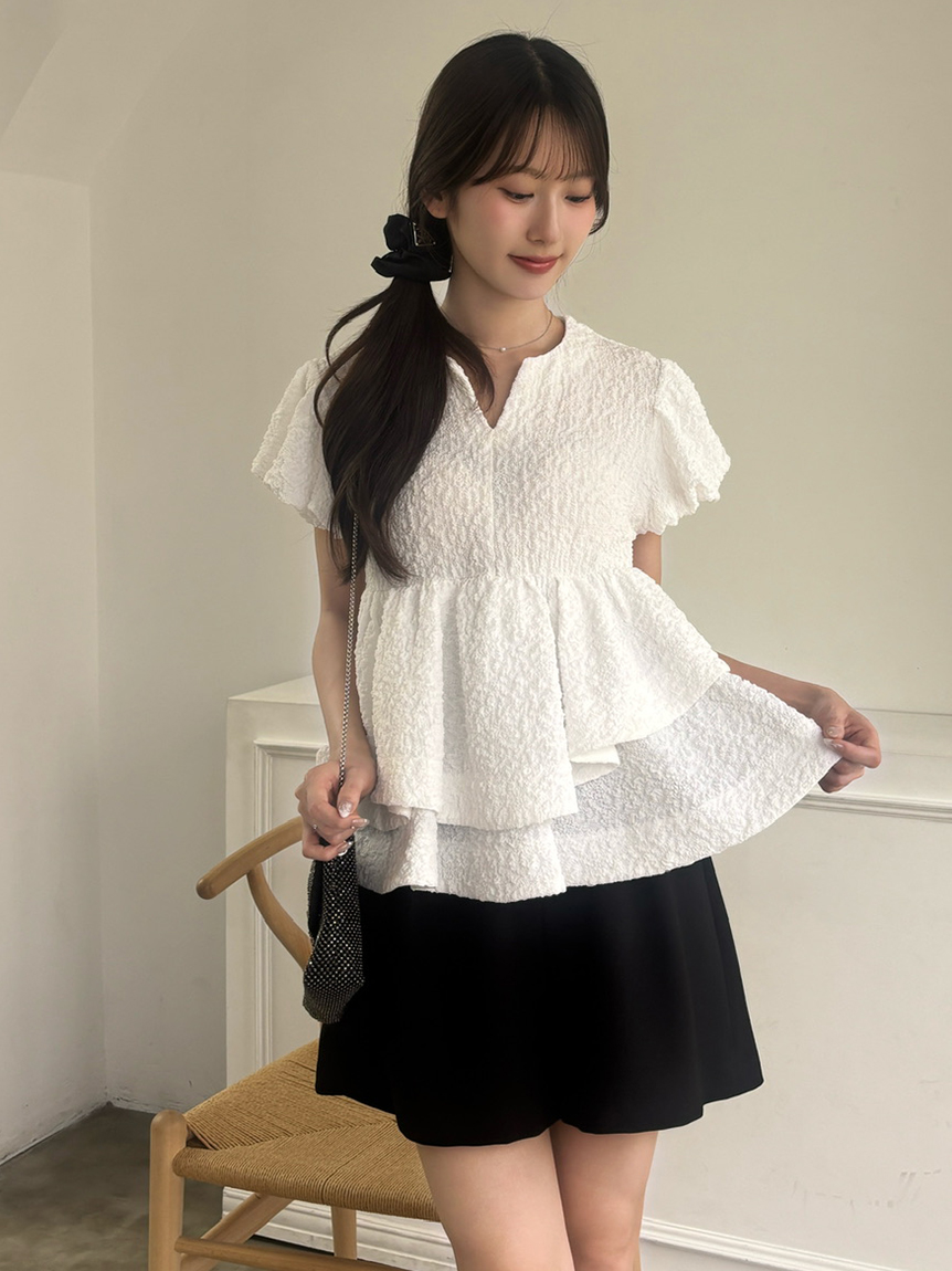 テクスチャージャガードペプラムカットソー(Tシャツ・カットソー