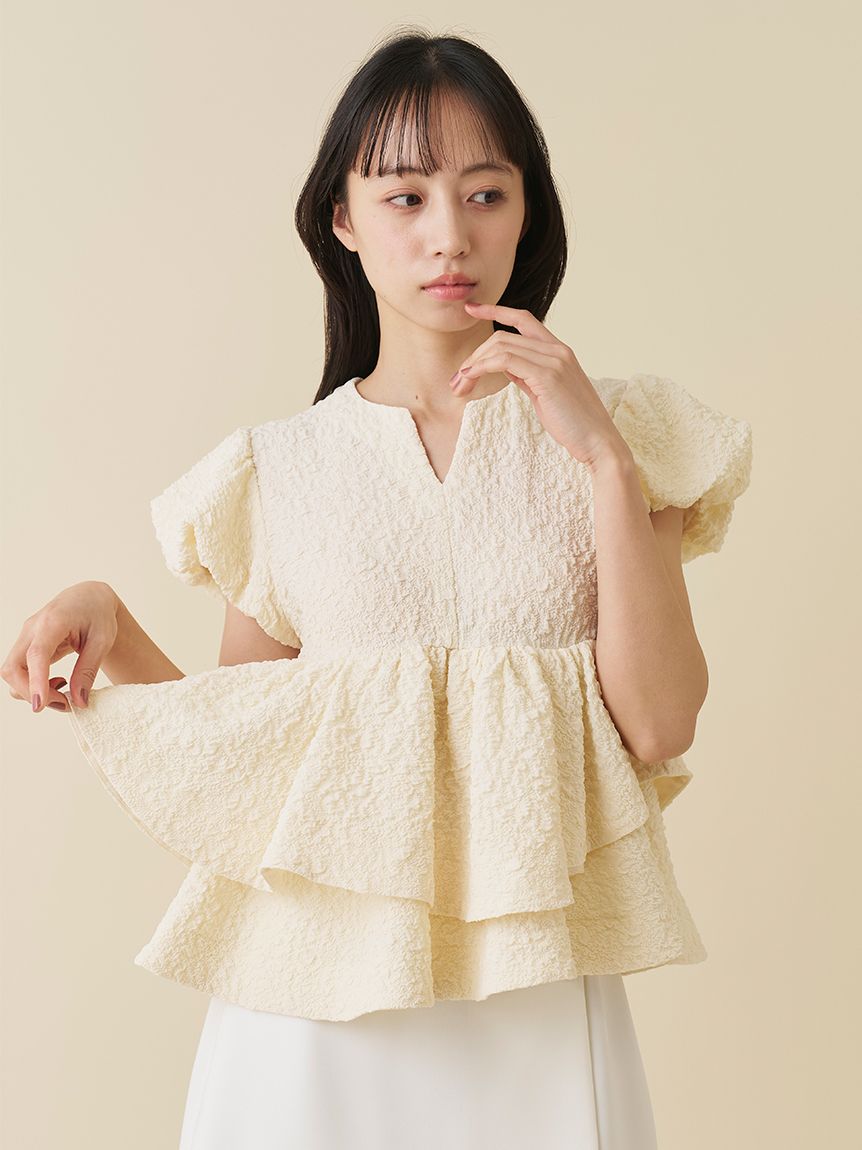 テクスチャージャガードペプラムカットソー(Tシャツ・カットソー