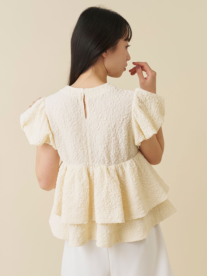 完売♥️新作新品✨SNIDEL テクスチャージャガードペプラムカットソー テクスチャージャガードペプラムカットソー(Tシャツ・カットソー