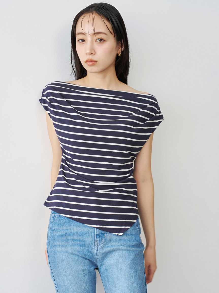 接触冷感】アシメドレープカットソー(Tシャツ・カットソー)｜トップス