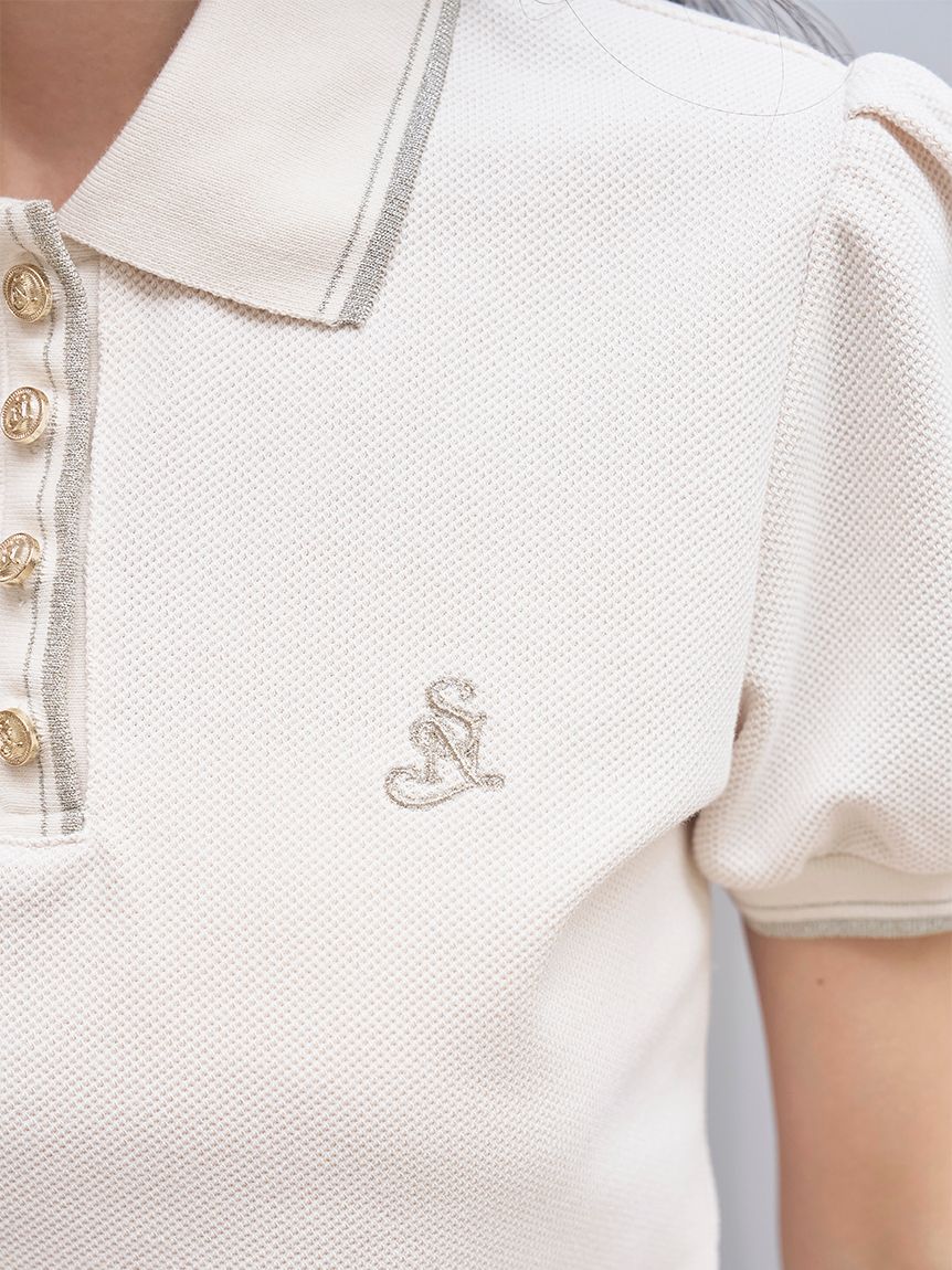 SNIDEL メタルボタンパフスリーブポロ 新品未使用タグ付き メタルボタンパフスリーブポロ(Tシャツ・カットソー)｜トップス