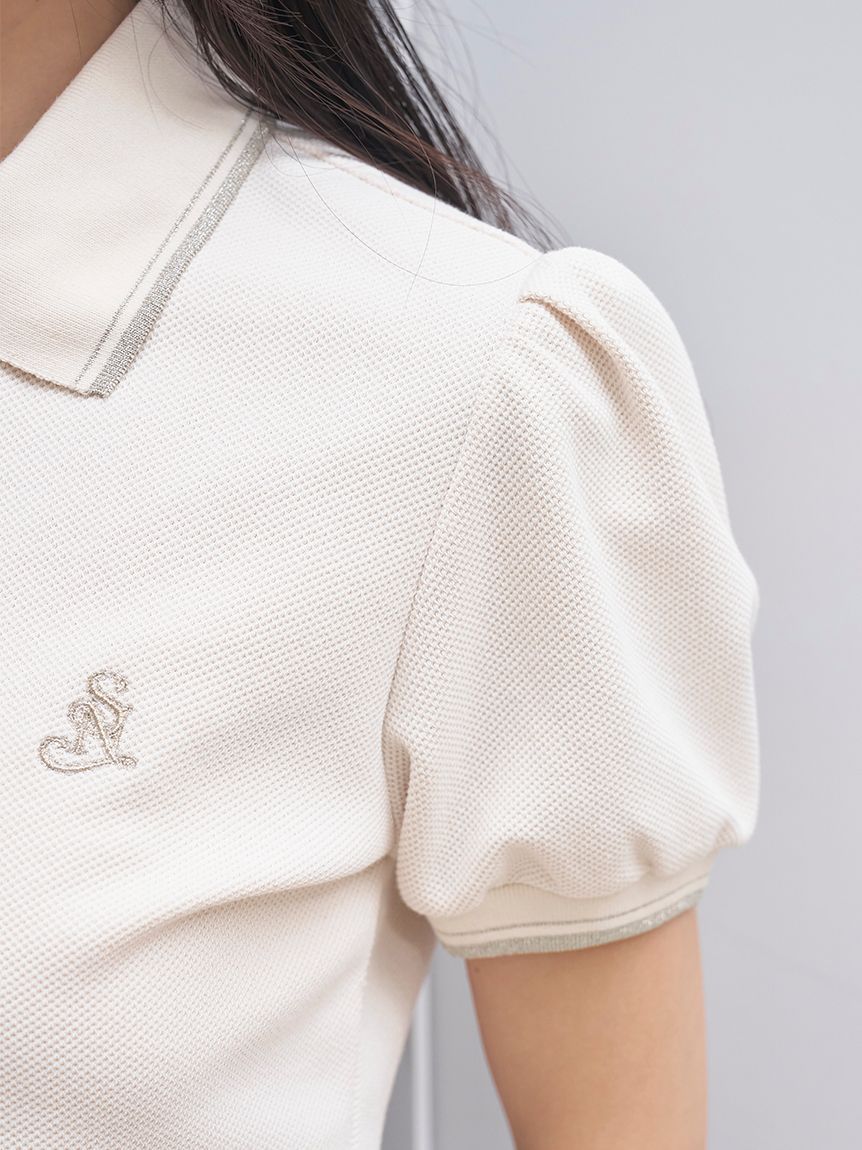 メタルボタンパフスリーブポロ(Tシャツ・カットソー)｜トップス