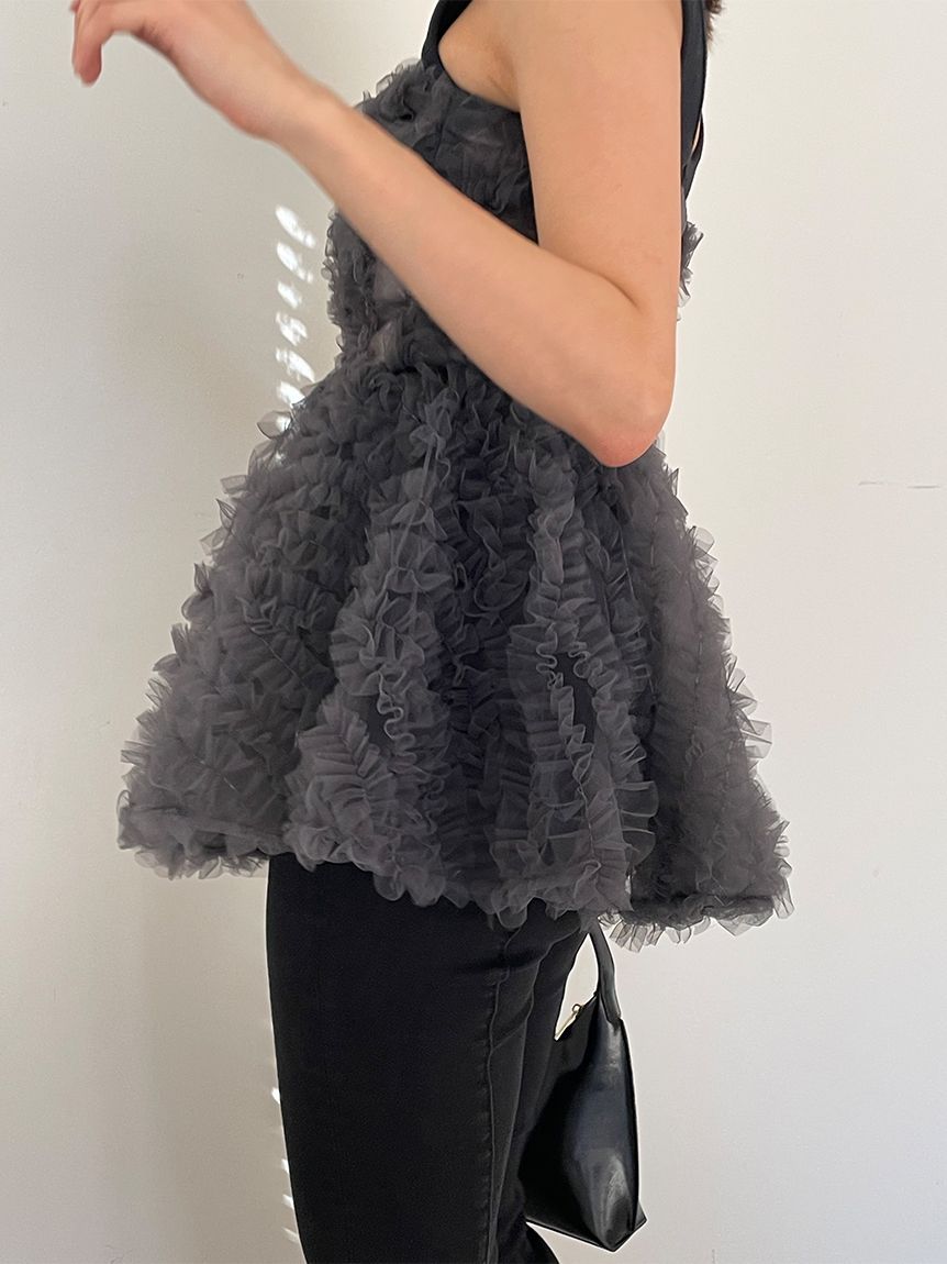 チュール刺繍ベアペプラムトップス(シャツ・ブラウス)｜トップス