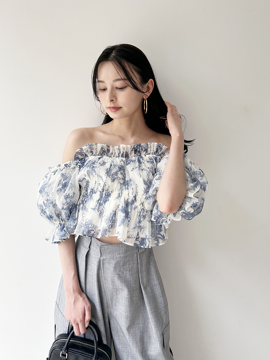 スナイデル　オフショル　新品タグ付き SNIDEL｜【WEB限定カラーあり】ギャザーオフショルカットソー