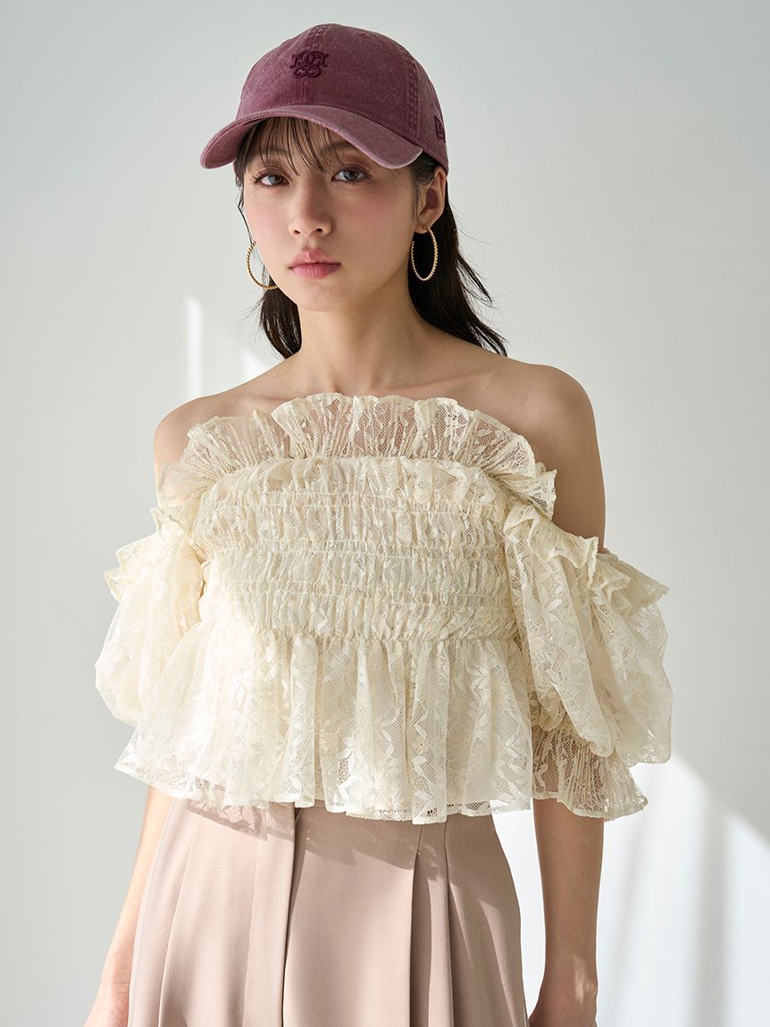 正規品】snidel Sustainableギャザーオフショルブラウス ivr