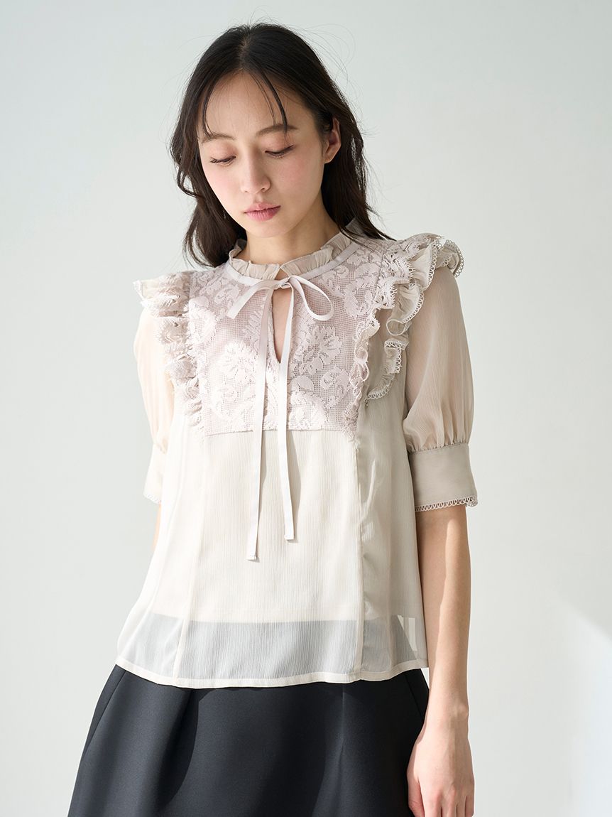 楊柳シフォンレースブラウス snidel 楊柳シフォンレースブラウス(シャツ・ブラウス)｜トップス