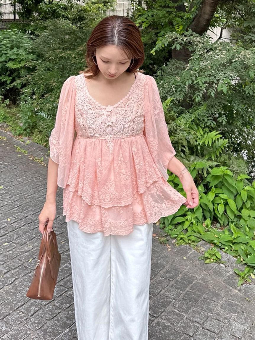【全商品オープニング価格 特別価格】 エンブロイダリーチュニックブラウス(ブラウス)｜トップス トップス
