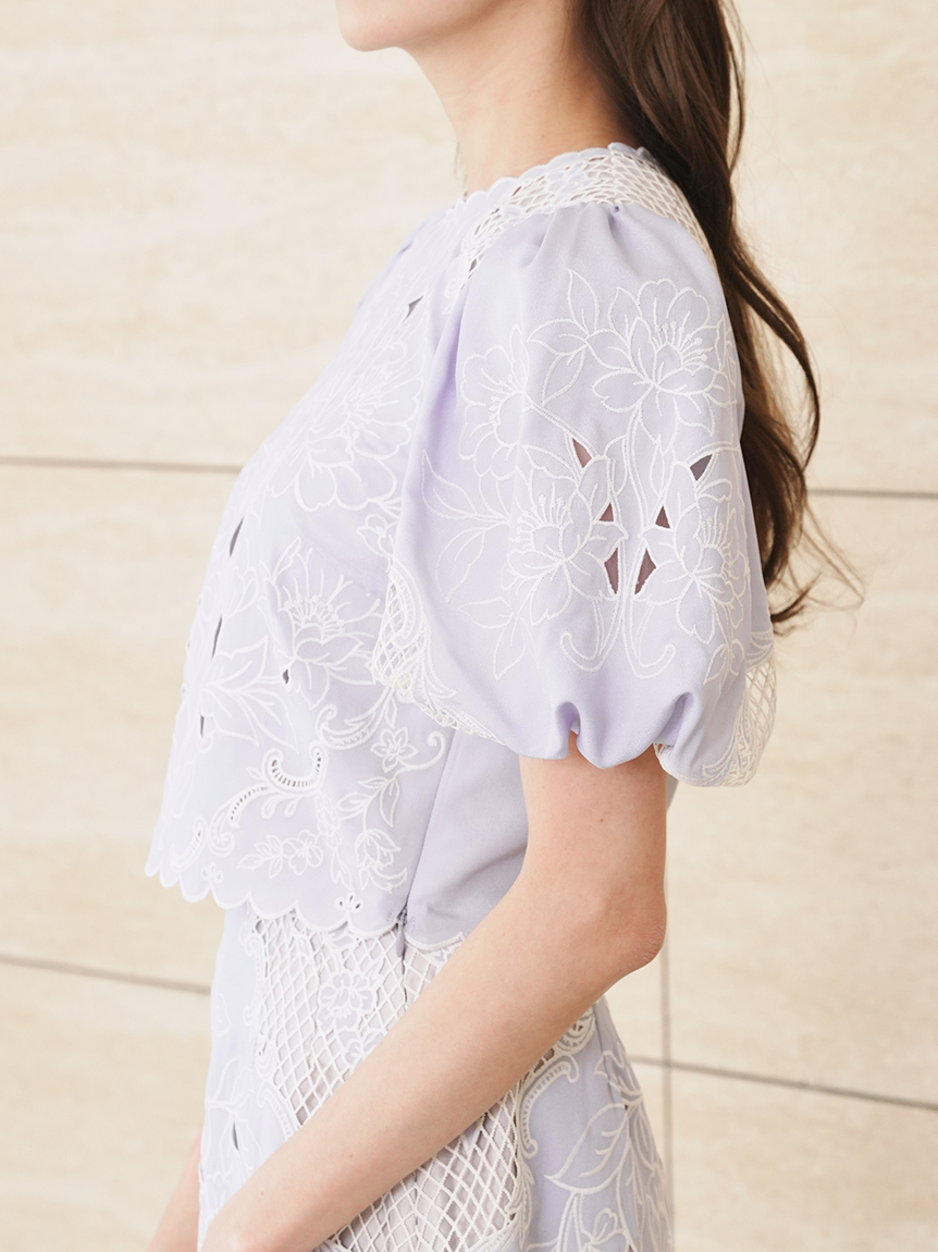 エンブロイダリーパフスリーブブラウス(シャツ・ブラウス)｜トップス