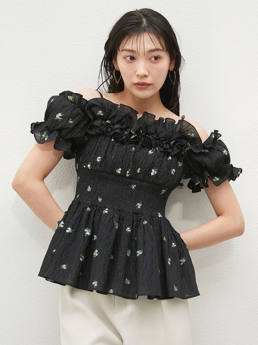 ＼期間限定10%OFF+2点購入で10%OFFクーポン有／土日も即日発送/SNIDEL スナイデル オフショルフリルブラウス SWFB254037  25SS 2025春夏キャンセル返品不可 SNIDEL ＼期間限定15%OFF+2点購入で10%OFFクーポン有／即日発送