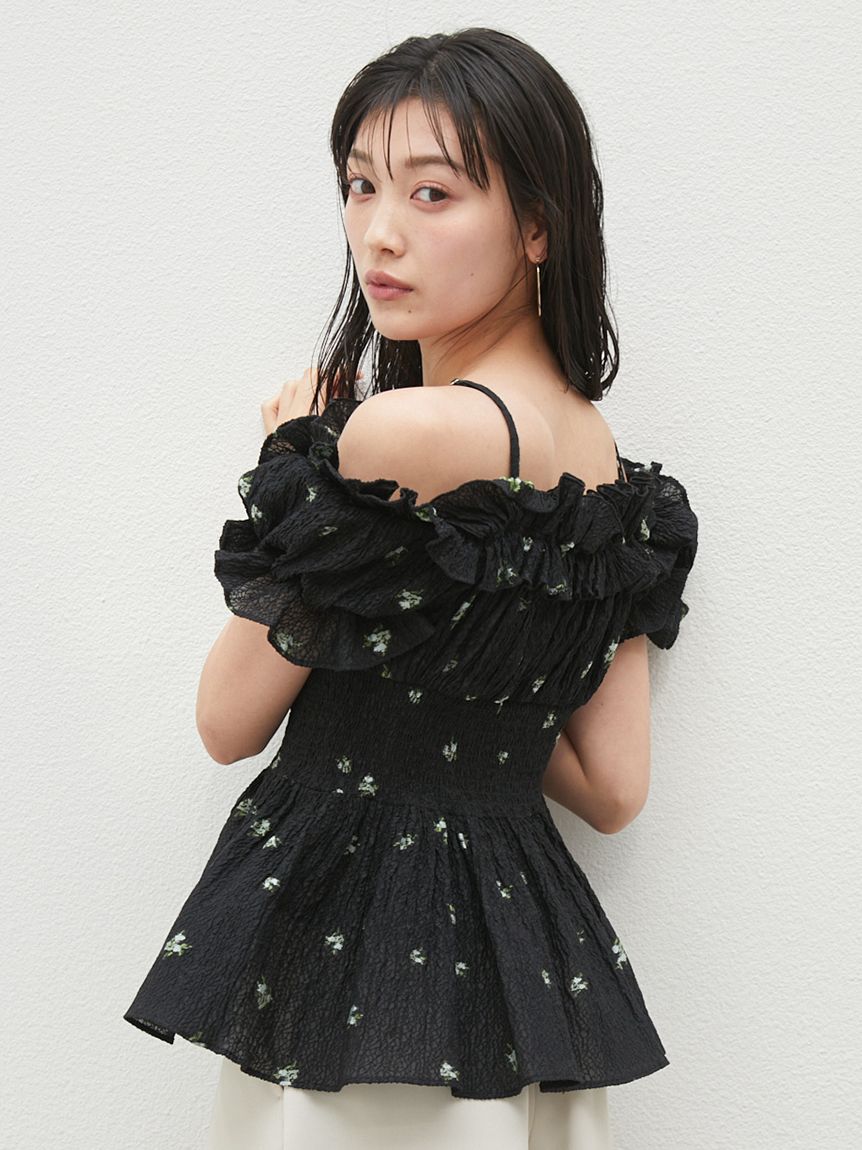 【美品】SNIDELオフショルフリルブラウス（ラベンダー） SNIDEL オフショルフリルブラウス ラベンダー