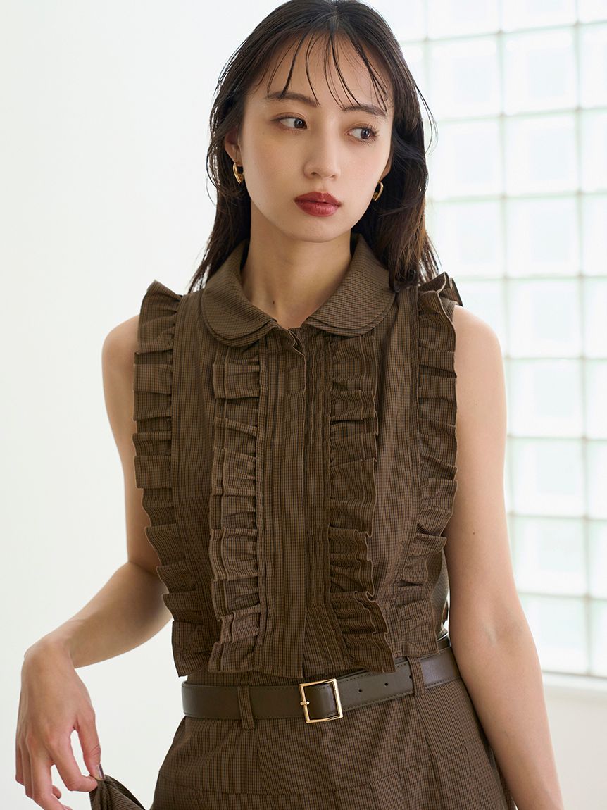 SNIDEL - snidel スナイデル　完売品　クロップドフリル　ブラウス　フリル　リボン　黒 クロップドコットンフリルブラウス(ブラウス)｜トップス｜SNIDEL