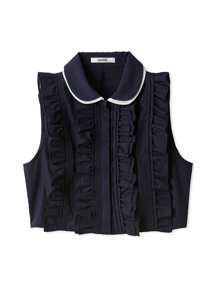 ブラウス シャツ ノースリクロップドフリルシャツ レディース ノースリクロップドフリルシャツ(シャツ)｜トップス｜SNIDEL