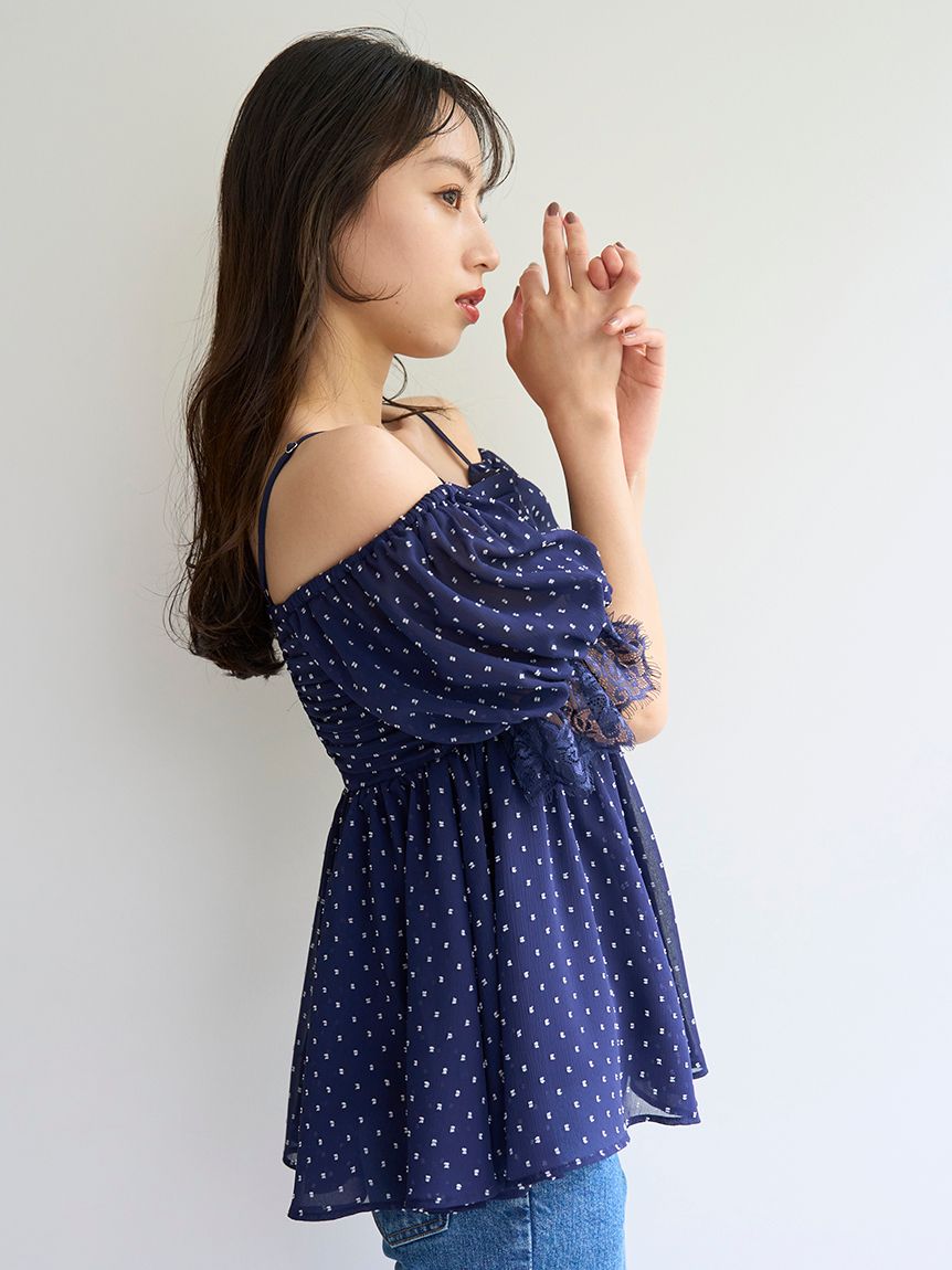 GOLDS infinity オフショル レース ビジュー チュニック GOLDS infinity オフショル レース ビジュー チュニック