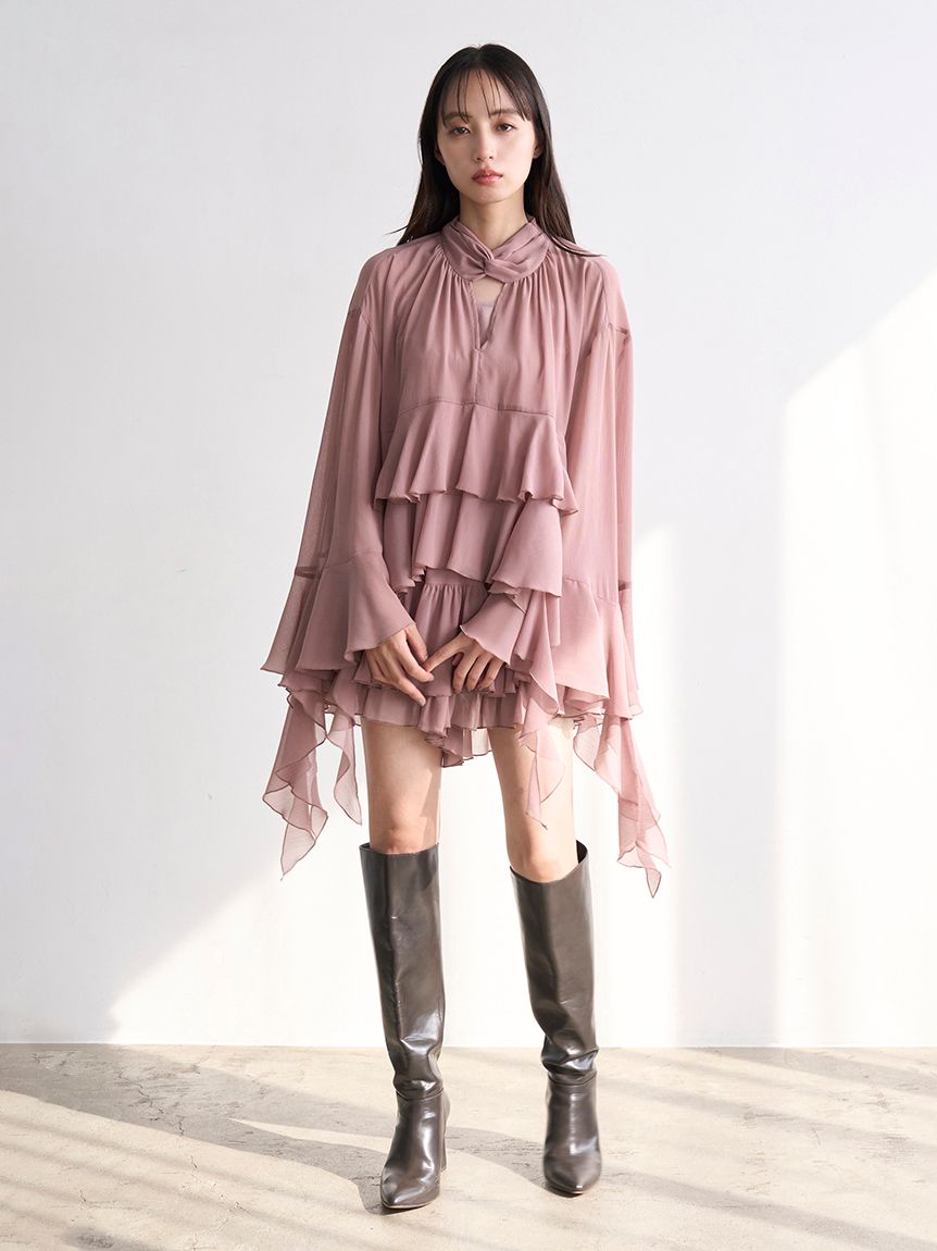 スナイデル SNIDEL リップルラインブラウス swfb255026 レディース トップス 長袖 フェミニン シアーブラウス 2025冬 リップルラインブラウス(シャツ・ブラウス)｜トップス｜SNIDEL