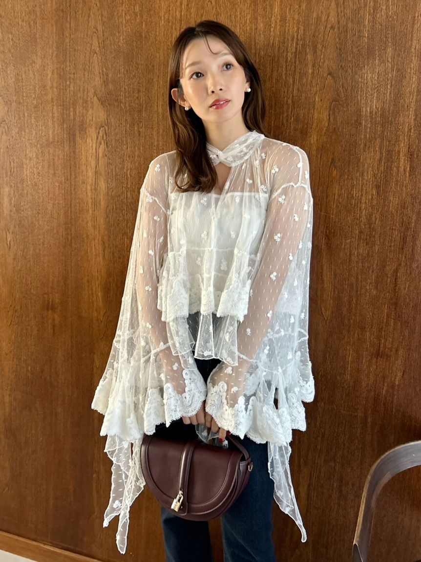 チュールエンブロイダリーレースブラウス(シャツ・ブラウス)｜トップス