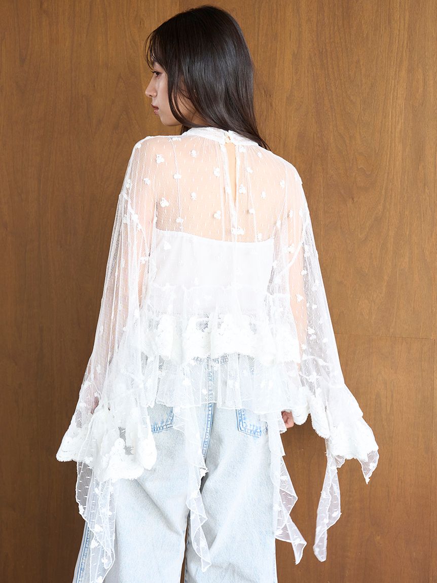 チュールエンブロイダリーレースブラウス(シャツ・ブラウス)｜トップス