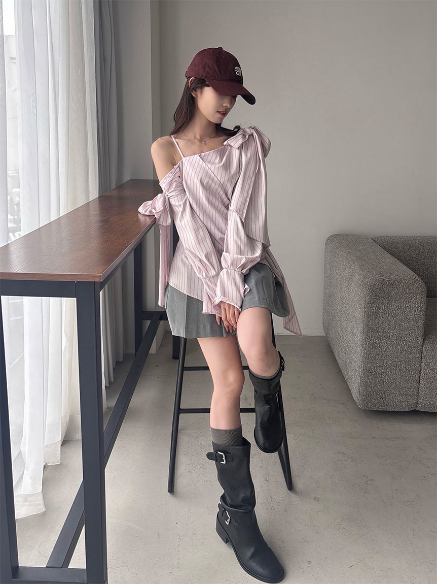 SNIDEL♡リボンデザインブラウス /GRY リボンデザインブラウス(シャツ・ブラウス)｜トップス｜SNIDEL
