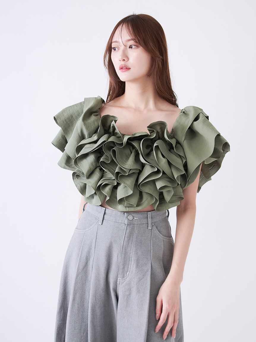 オフショルボリュームフリルブラウス(ブラウス)｜トップス｜SNIDEL