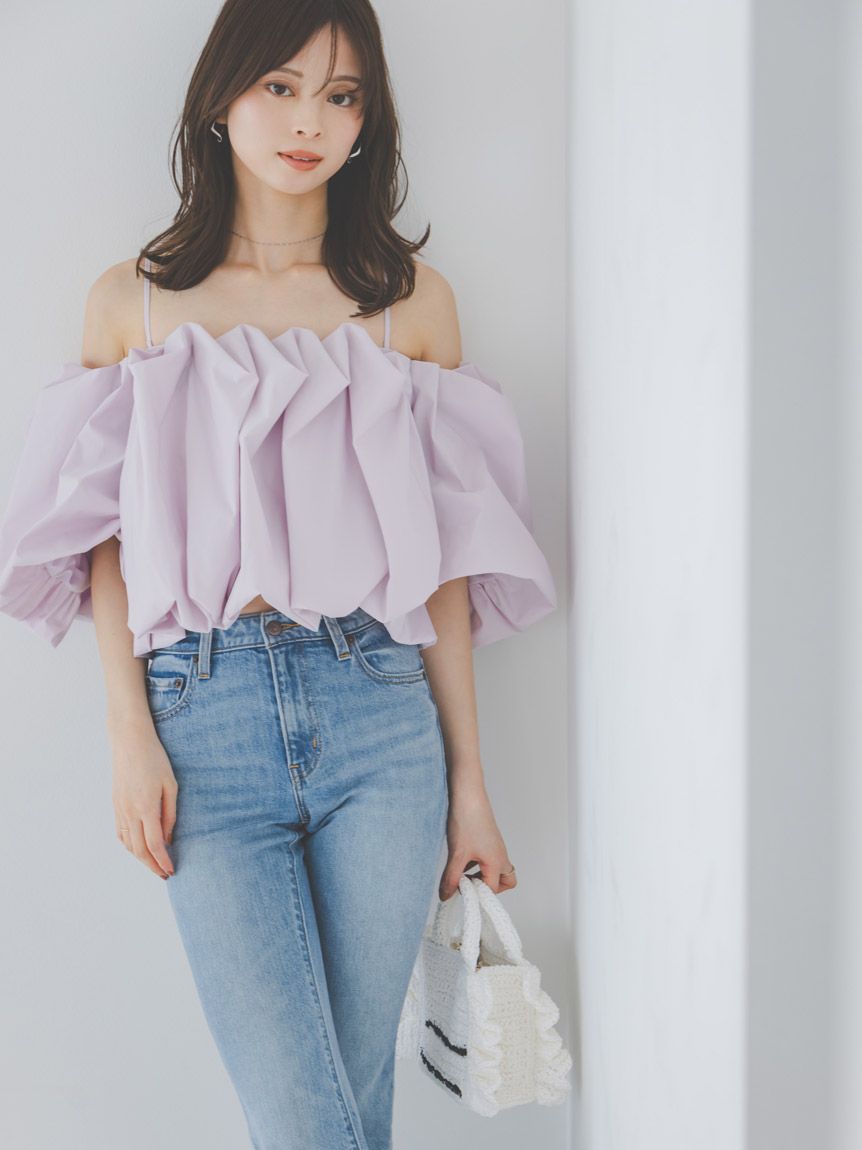 SNIDEL❤️新品未使用❤️オフショルタックバルーンブラウス❤️ライラック❤️完売 オフショルタックバルーンブラウス(シャツ・ブラウス)｜トップス