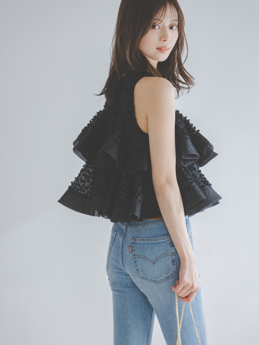 スナイデル ❣️完売❣️ ラッフルボリュームブラウス ラッフルジャガードボリュームブラウス(シャツ・ブラウス)｜トップス