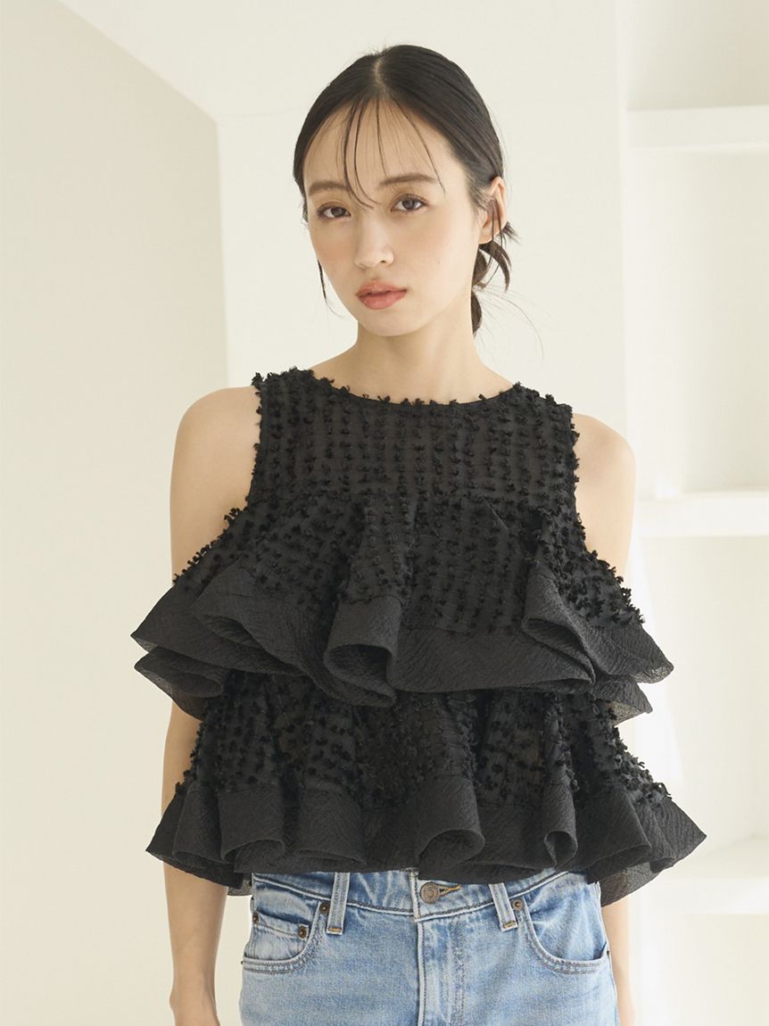 スナイデル ❣️完売❣️ ラッフルボリュームブラウス ラッフルジャガードボリュームブラウス(シャツ・ブラウス)｜トップス