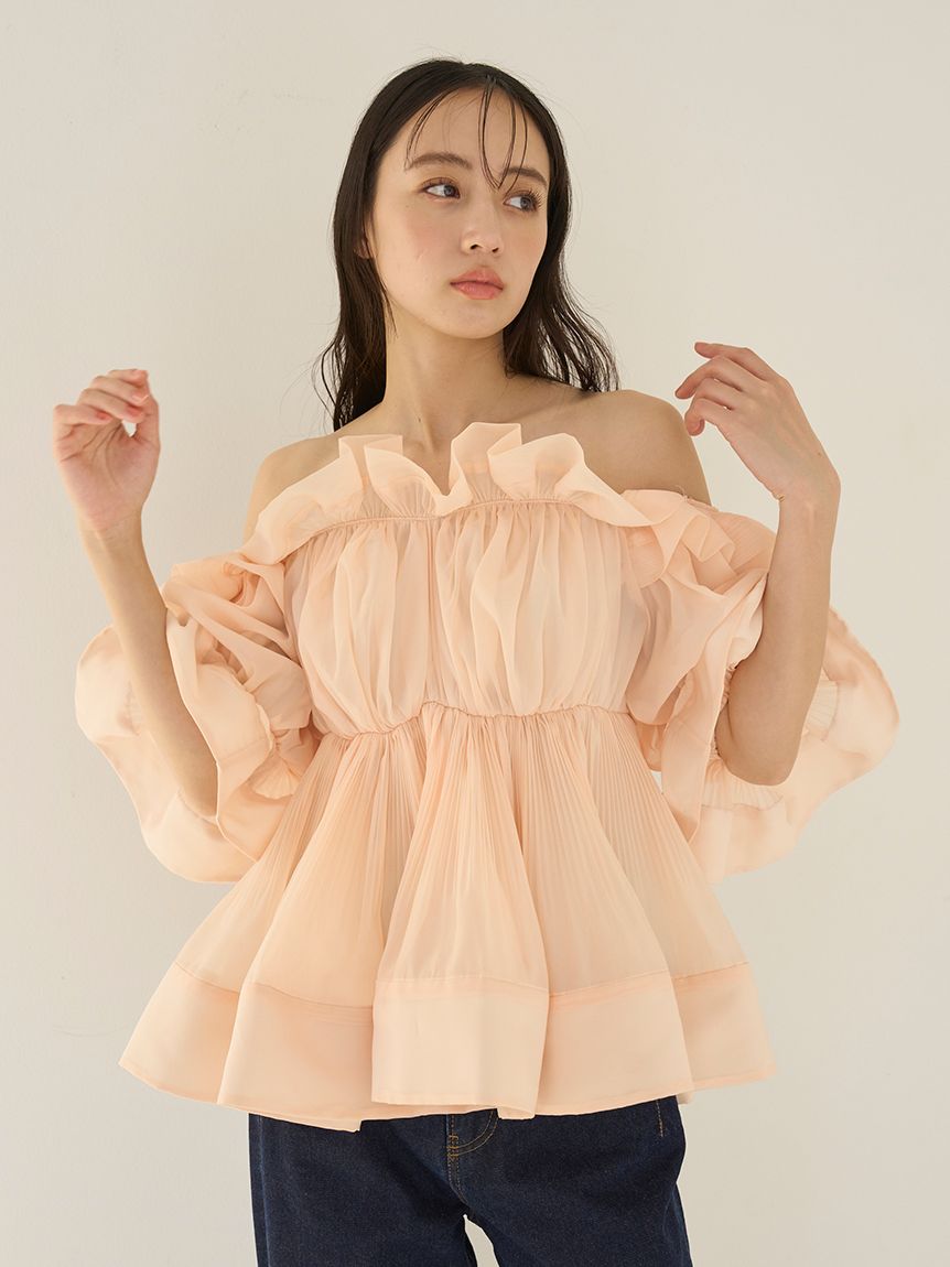 ボリュームギャザーフリルチュニック(シャツ・ブラウス)｜トップス
