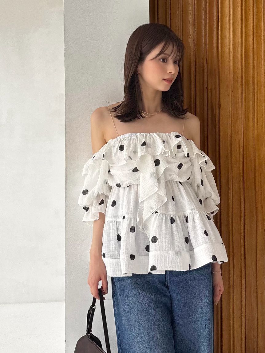 美品 スナイデル snidel オフショルダーブラウス レディース F SNIDEL（スナイデル） SALE50%OFF オフショルフリルブラウス