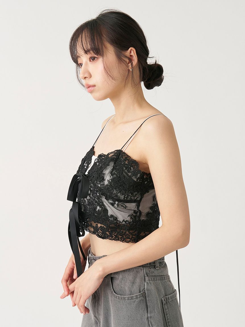 最終値☆新品タグ付☆ CHIGNON シニヨン 刺繍レースキャミビスチェ 黒 レースキャミビスチェ(ビスチェ)｜トップス｜SNIDEL(スナイデル)の通販