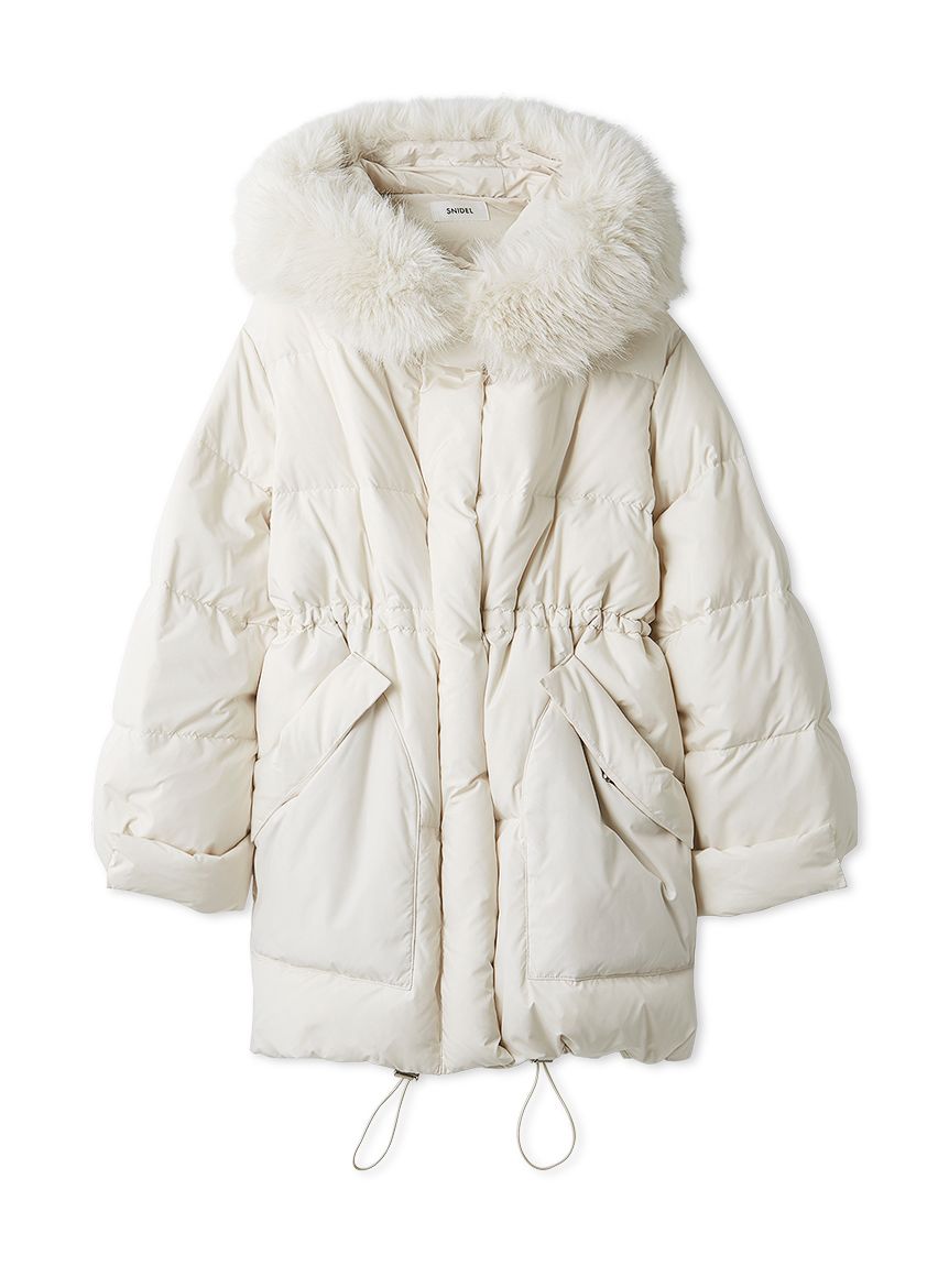 SNIDEL ファー付きホワイトダウンジャケット SNIDEL 新作10%OFF スナイデル アウター 25秋冬 西川フードファー