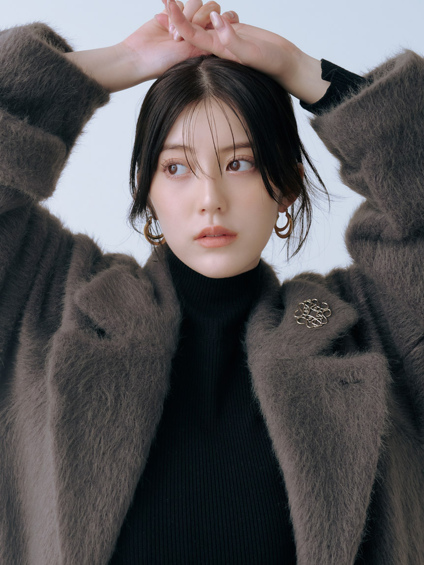 ブローチ付きシャギーロングコート(コート)｜アウター｜SNIDEL