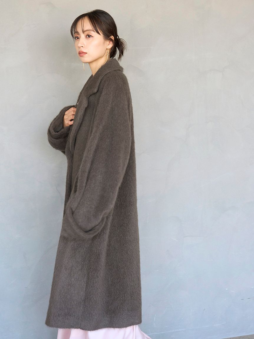 ブローチ付きシャギーロングコート(コート)｜アウター｜SNIDEL