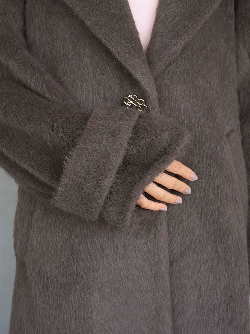 ブローチ付きシャギーロングコート(コート)｜アウター｜SNIDEL